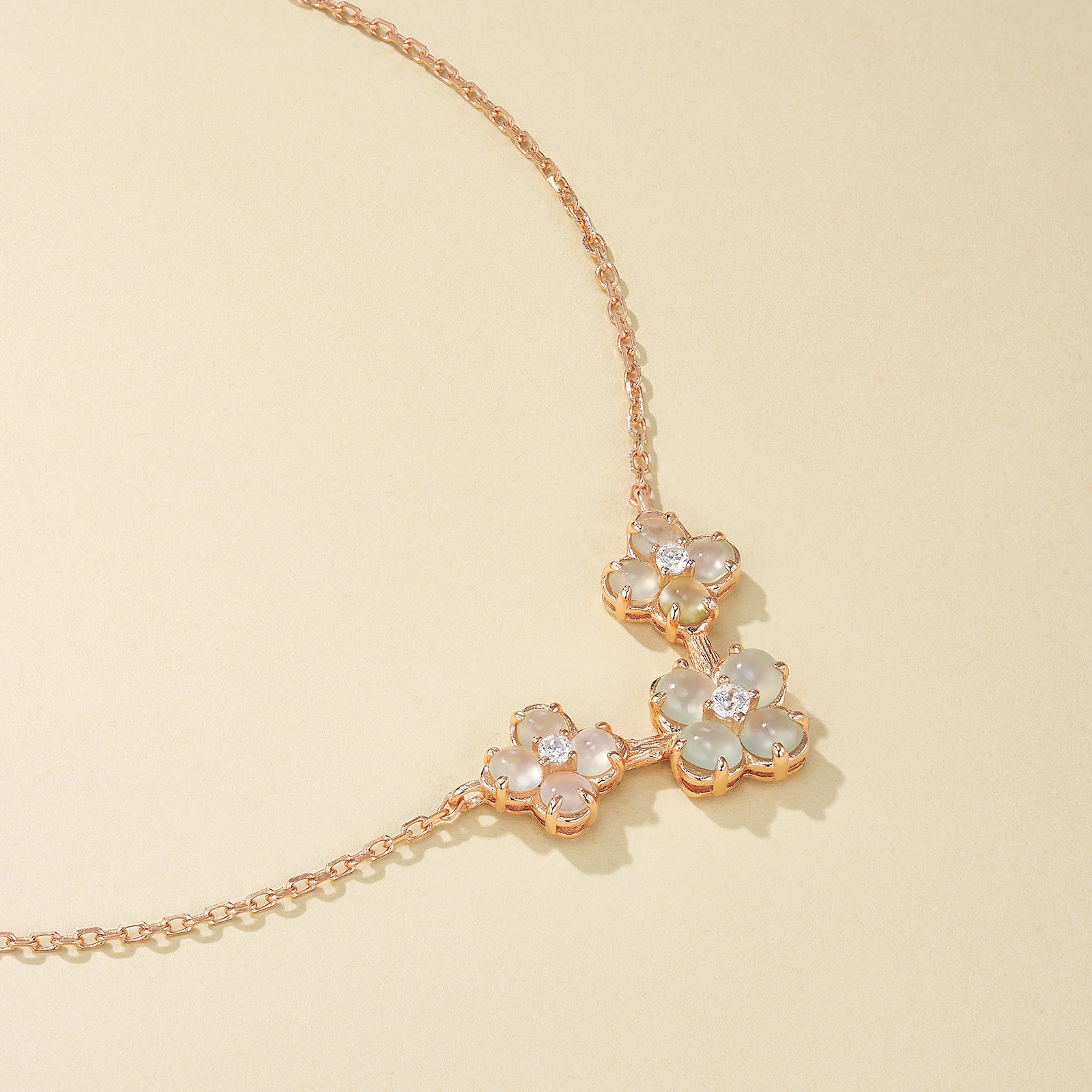 Lunar Jade Flower Cluster Necklace