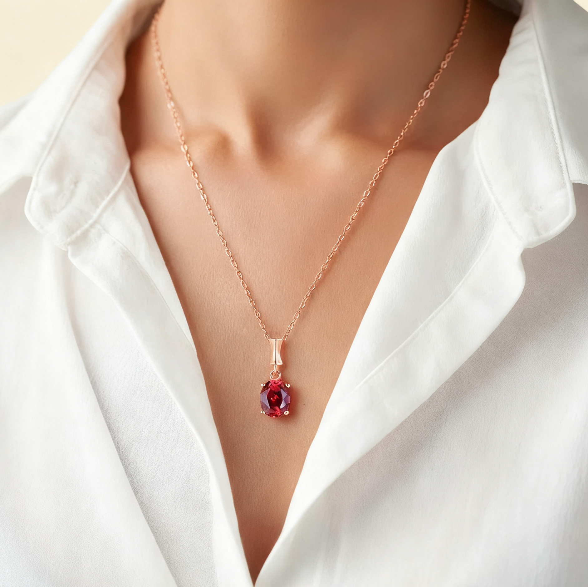 Passion Condensed Dew Garnet Pendant Necklace