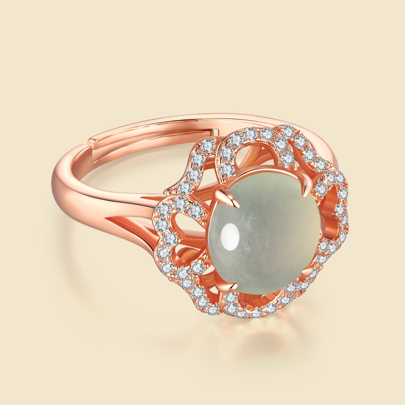 Lotuse Dew Lunar Jade Ring