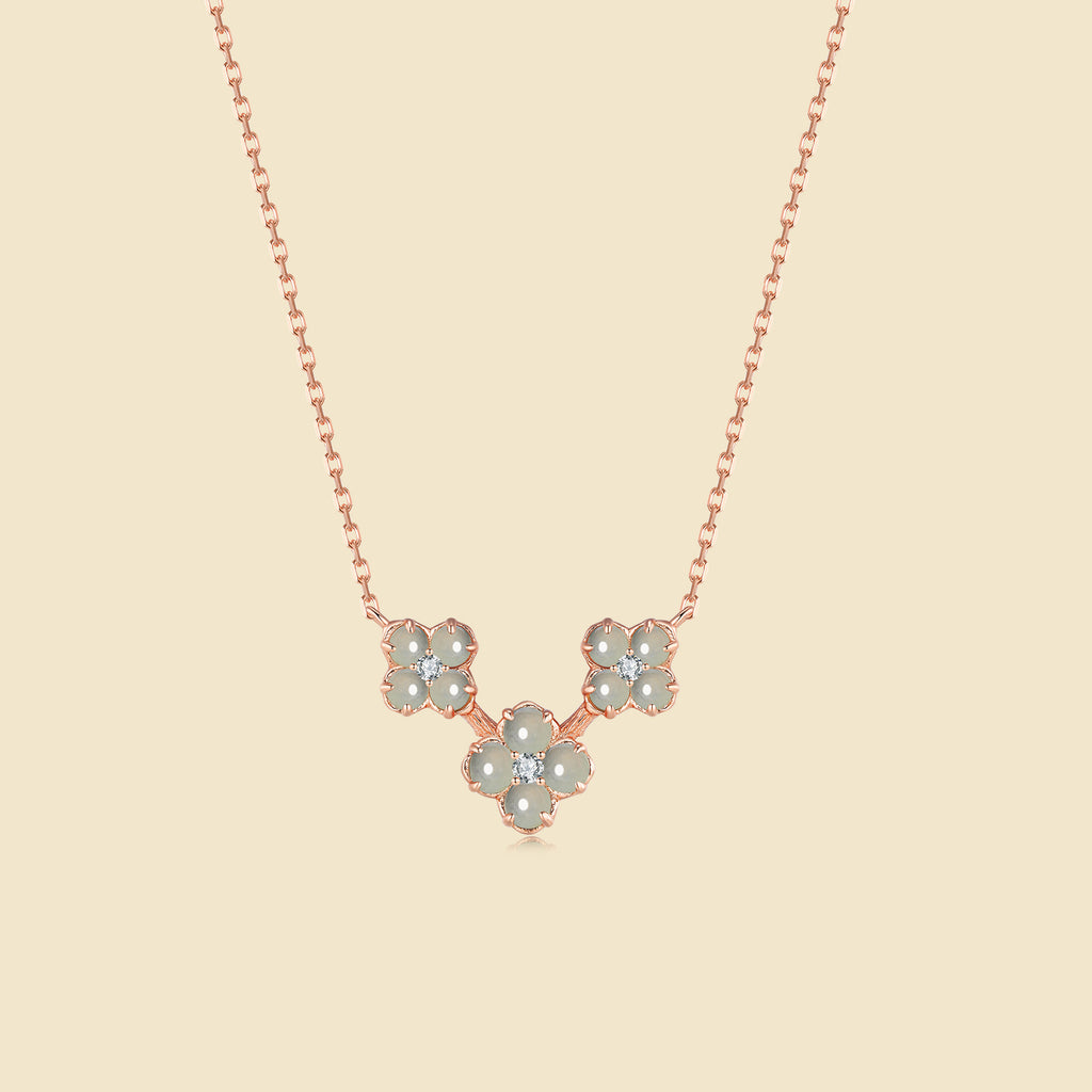 Lunar Jade Flower Cluster Necklace