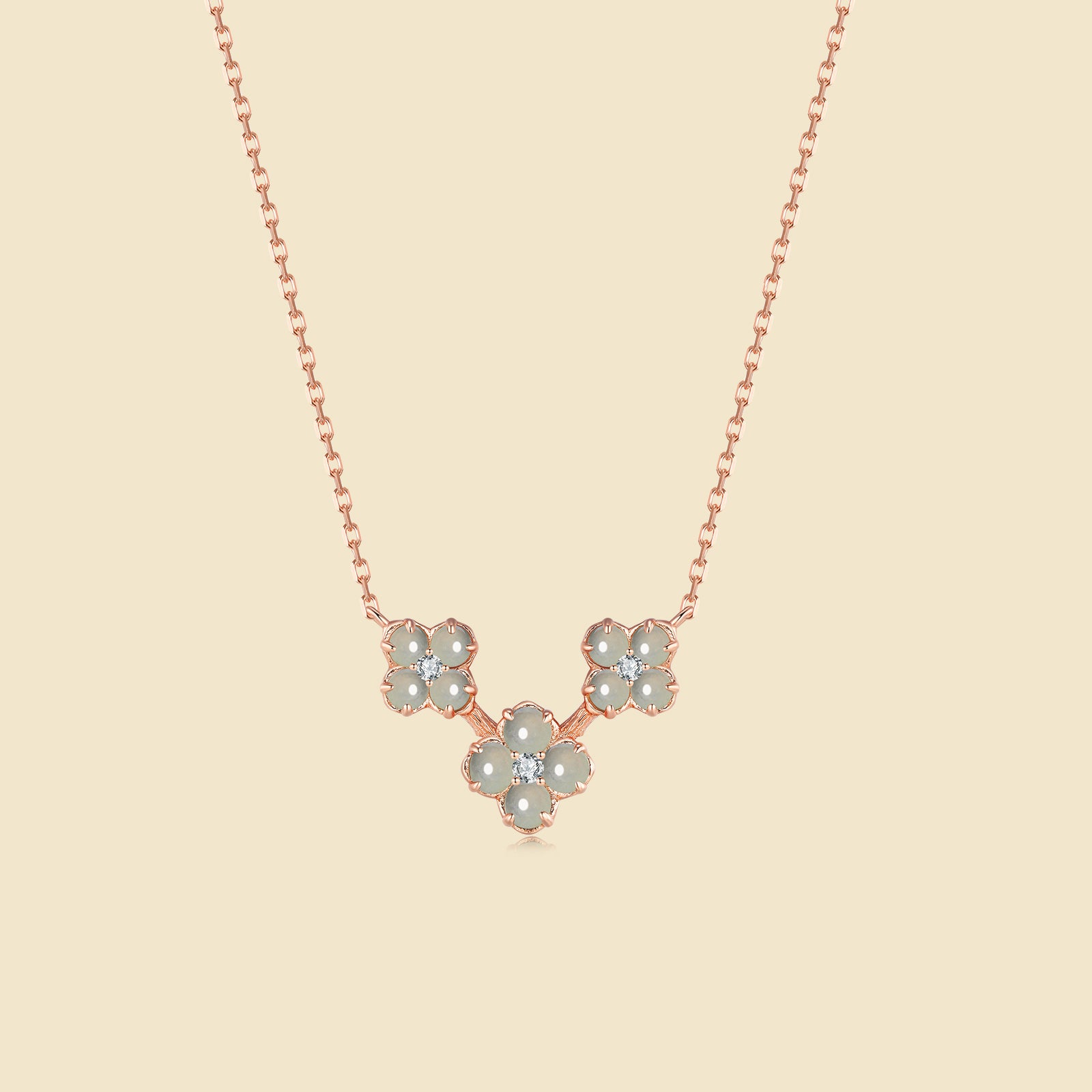 Lunar Jade Flower Cluster Necklace