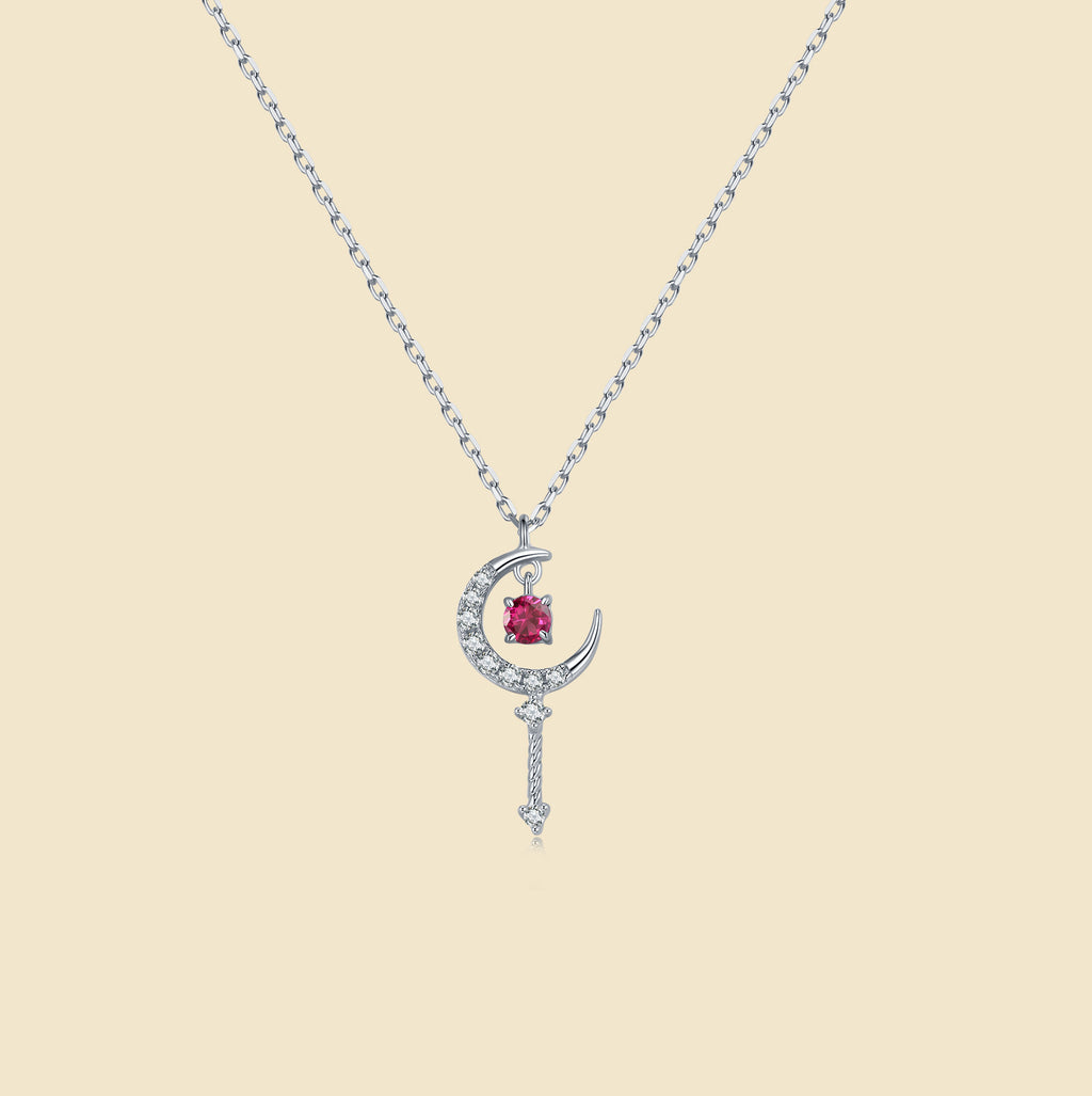 Key of the Moon Garnet Chain Necklace