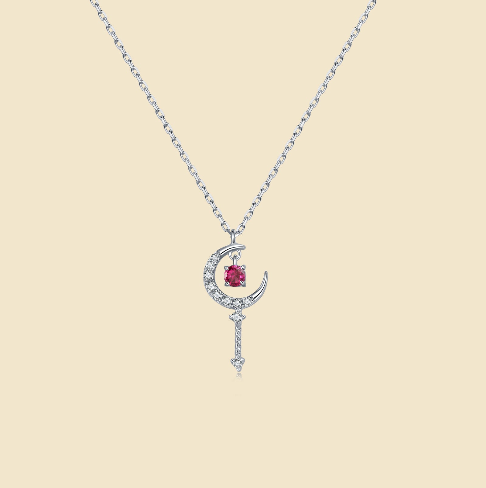Key of the Moon Garnet Chain Necklace