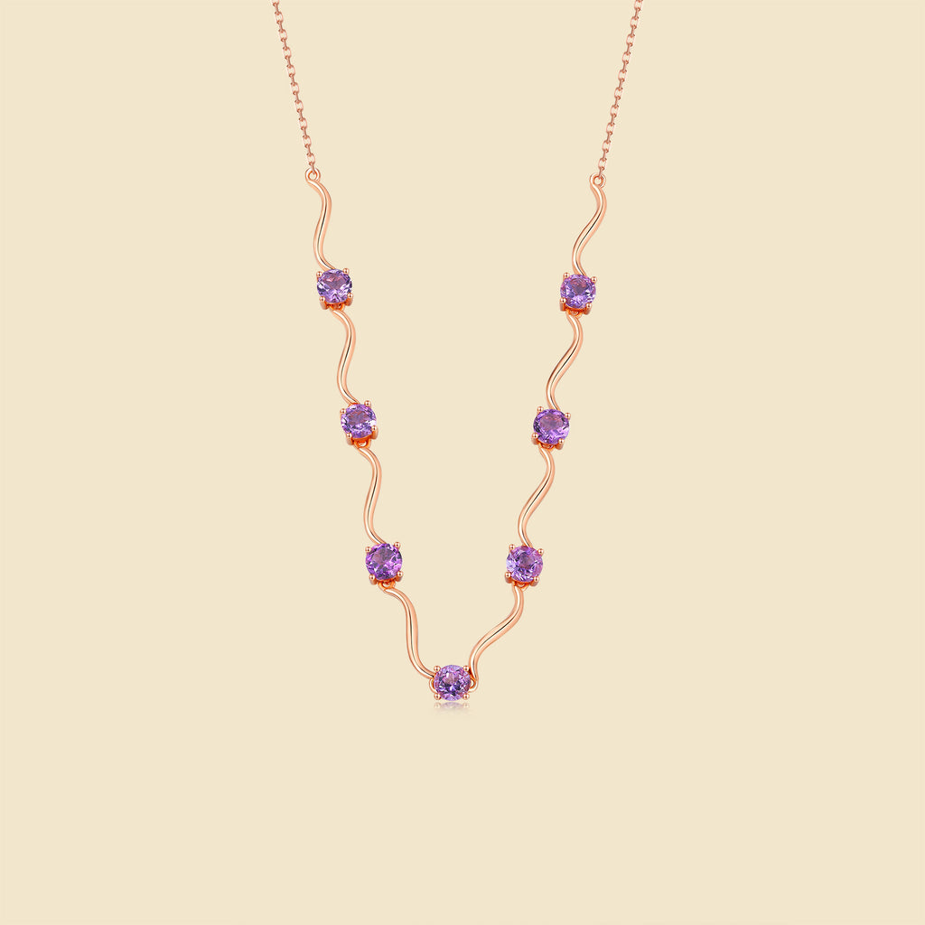 Purple Ripples Of Light Amethyst Cluster Necklace