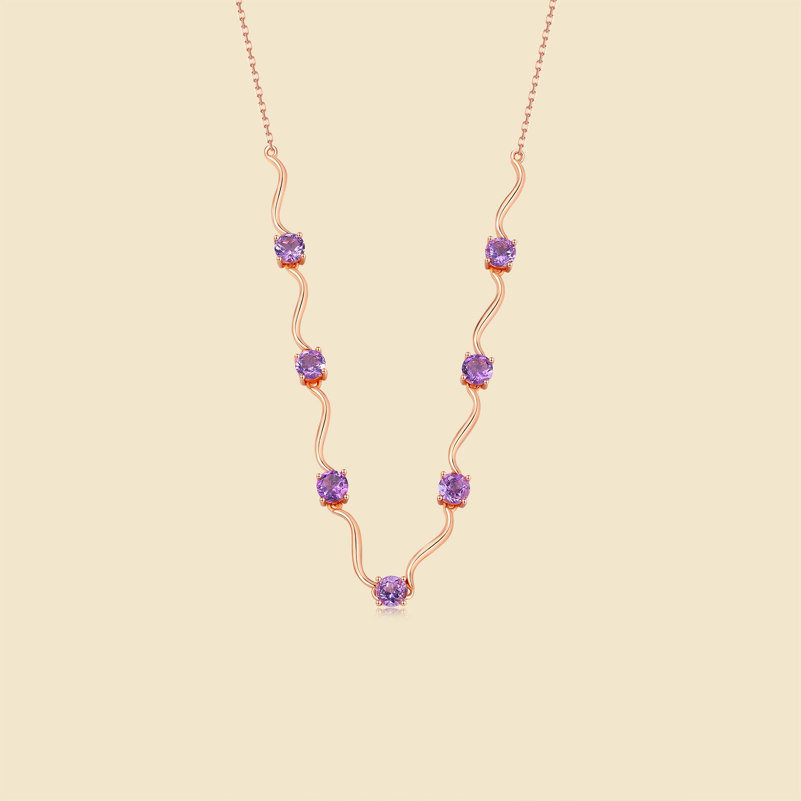 Purple Ripples Of Light Amethyst Cluster Necklace