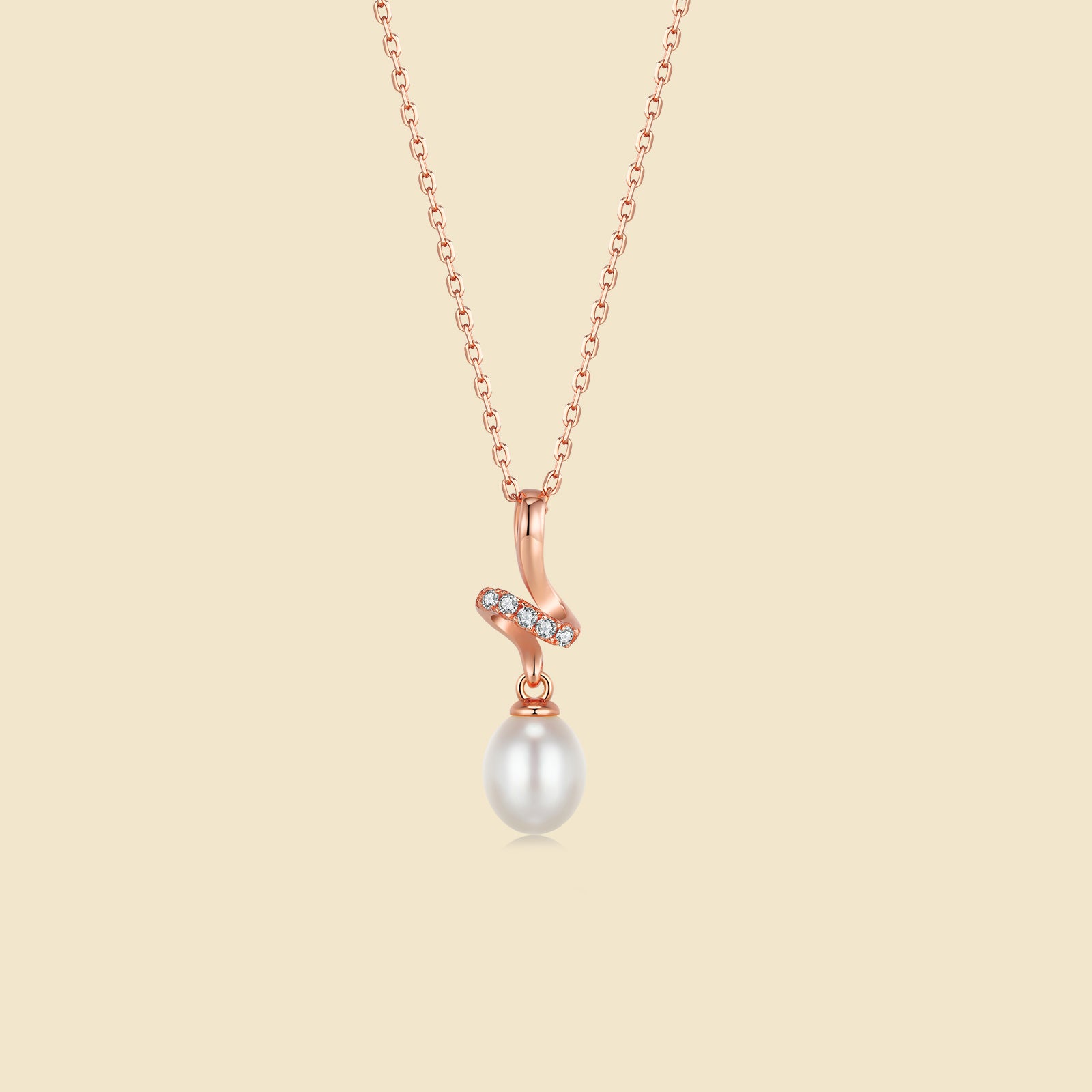 Twirling Light Pearl Pendant Necklace