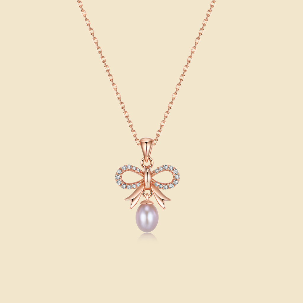 Pearl Bowknot Pendant Necklace