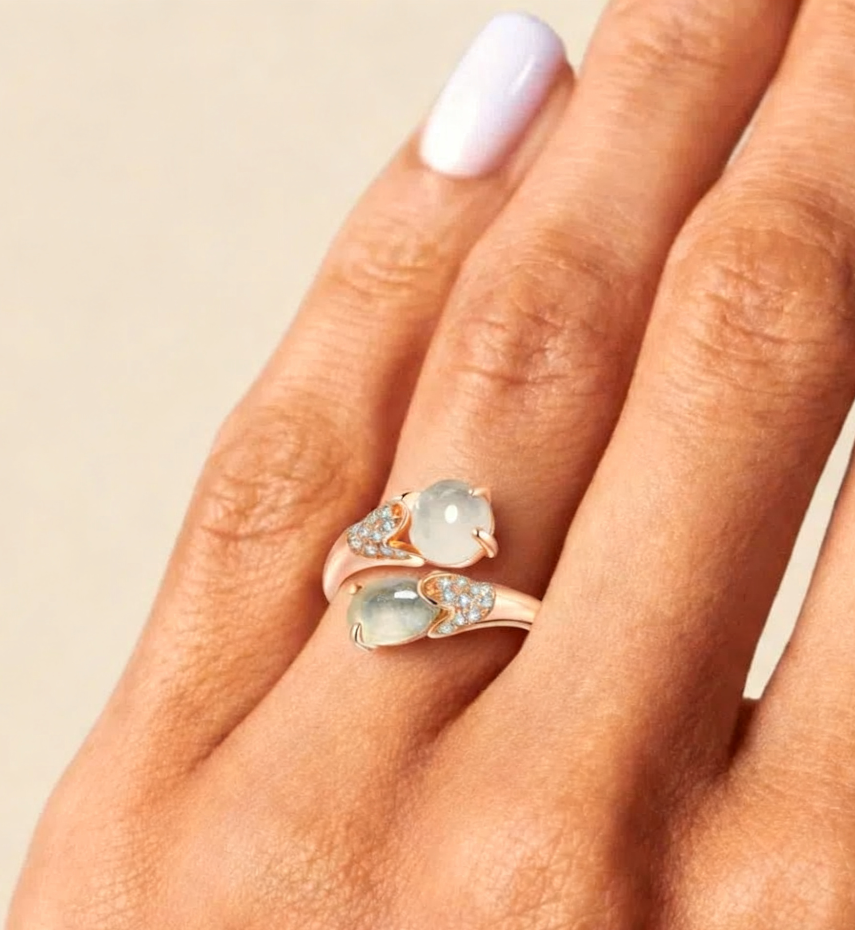 Tranquility of Lunar Jade Surrounding Ring