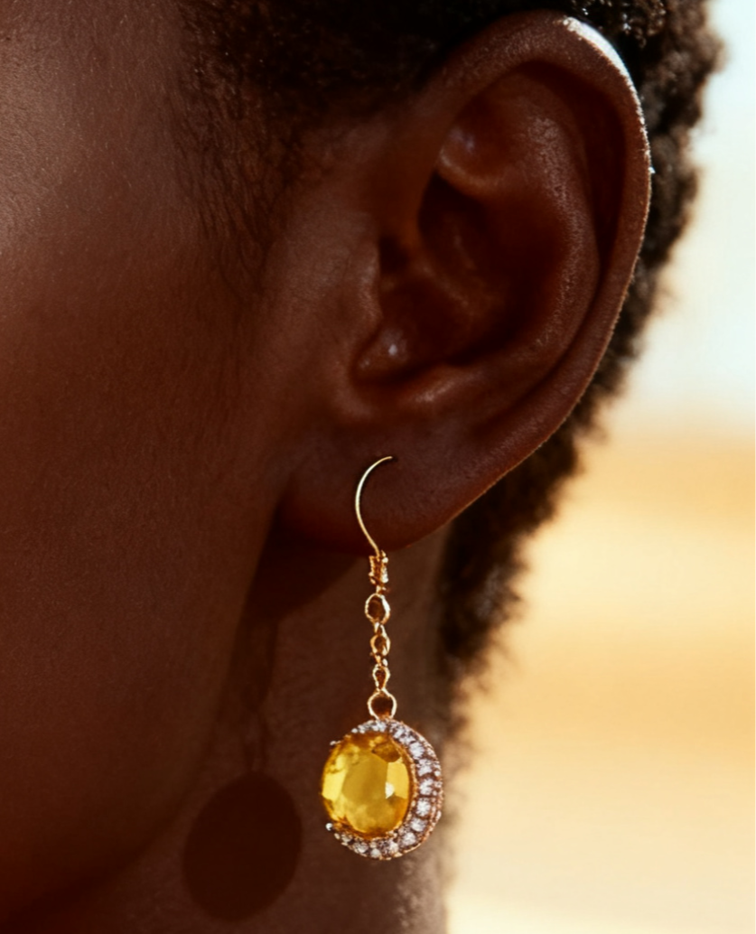 BlissGleam Citrine Drop Earrings