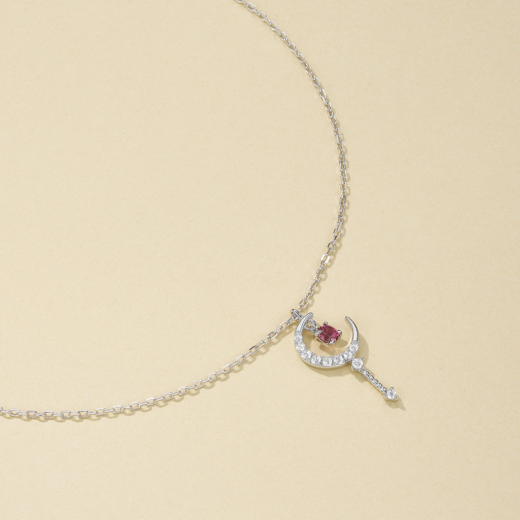Key of the Moon Garnet Chain Necklace