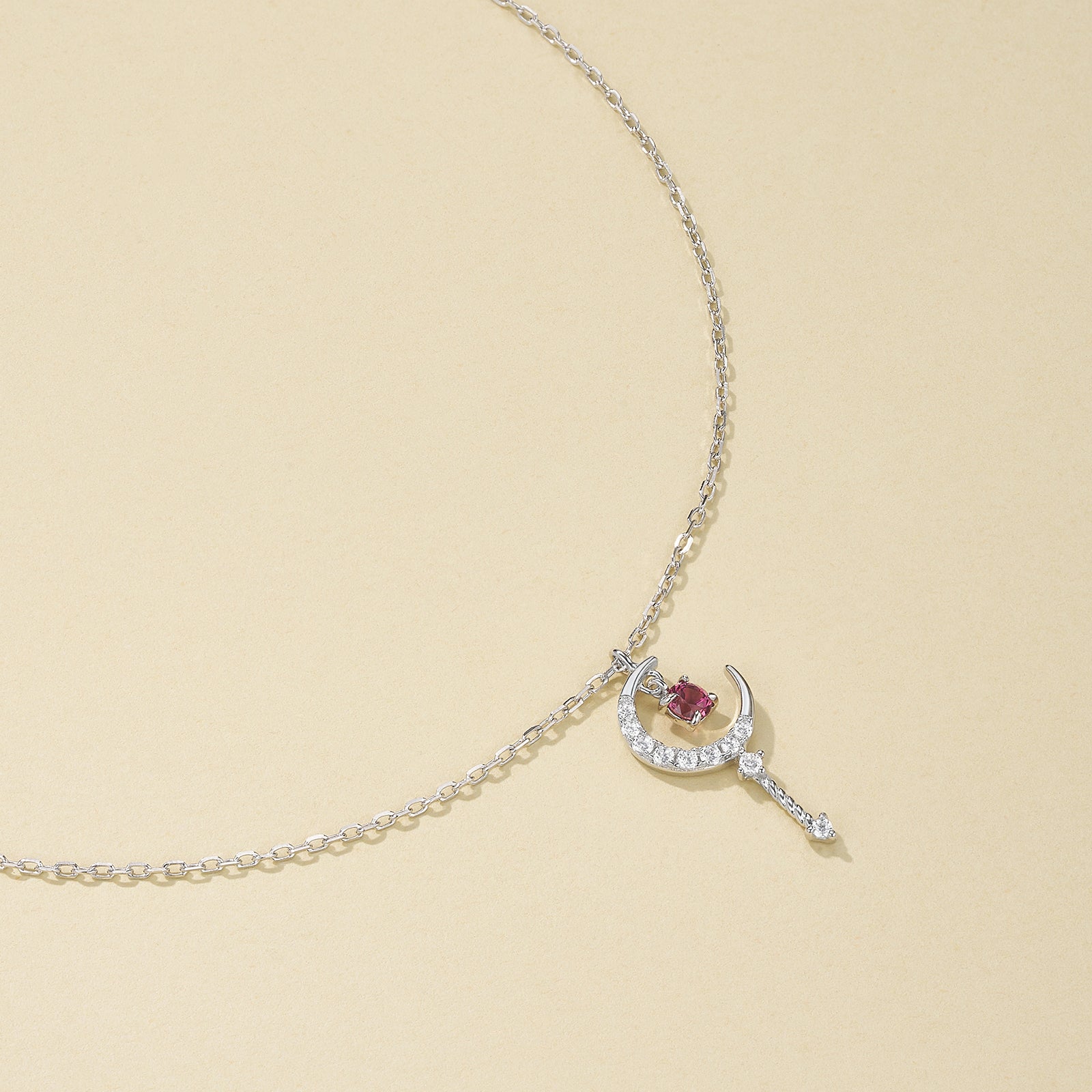 Key of the Moon Garnet Chain Necklace