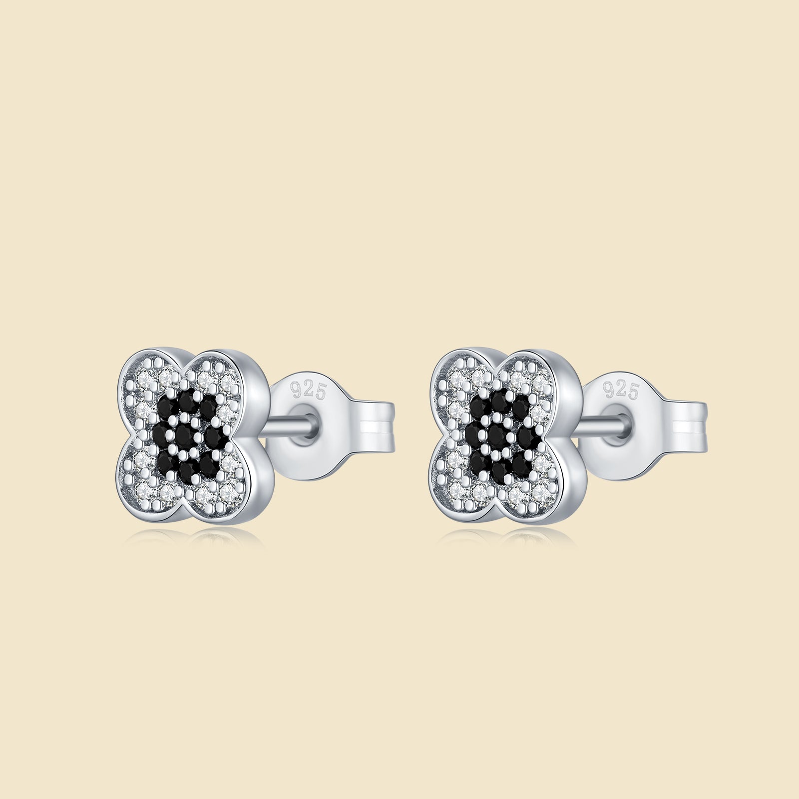 Black Obsidian Clover Sparkle Studs