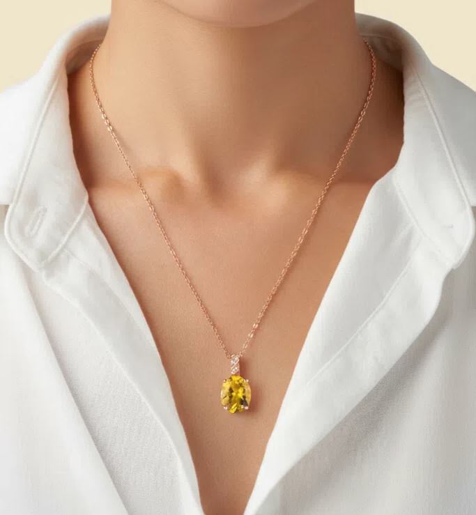 Sunlit Dewdrop Citrine Pendant Necklace